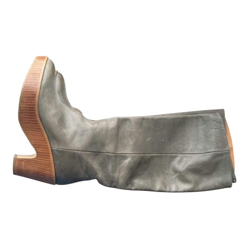 Maison Martin Margiela Paris Leather Sculptural Wood Heel Boots EU 38 Italy